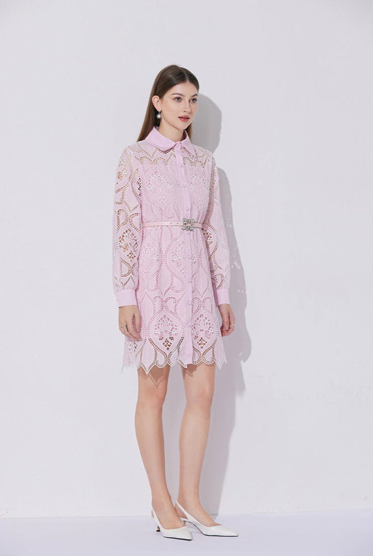 Modern Dantelli Polo Yaka Elbise