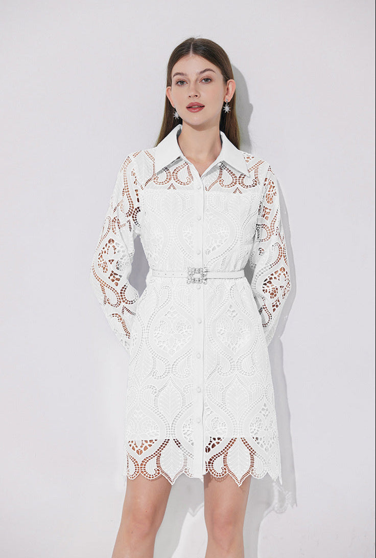 Modern Dantelli Polo Yaka Elbise