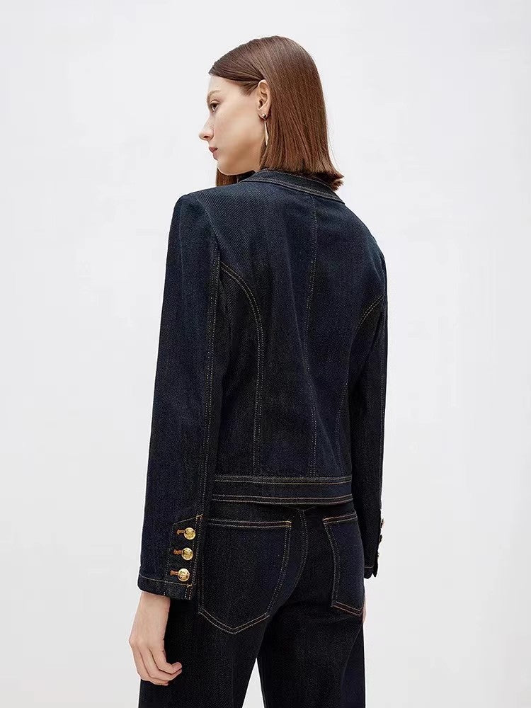 Lacivert Kısa Denim Ceket