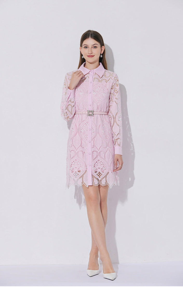 Modern Dantelli Polo Yaka Elbise