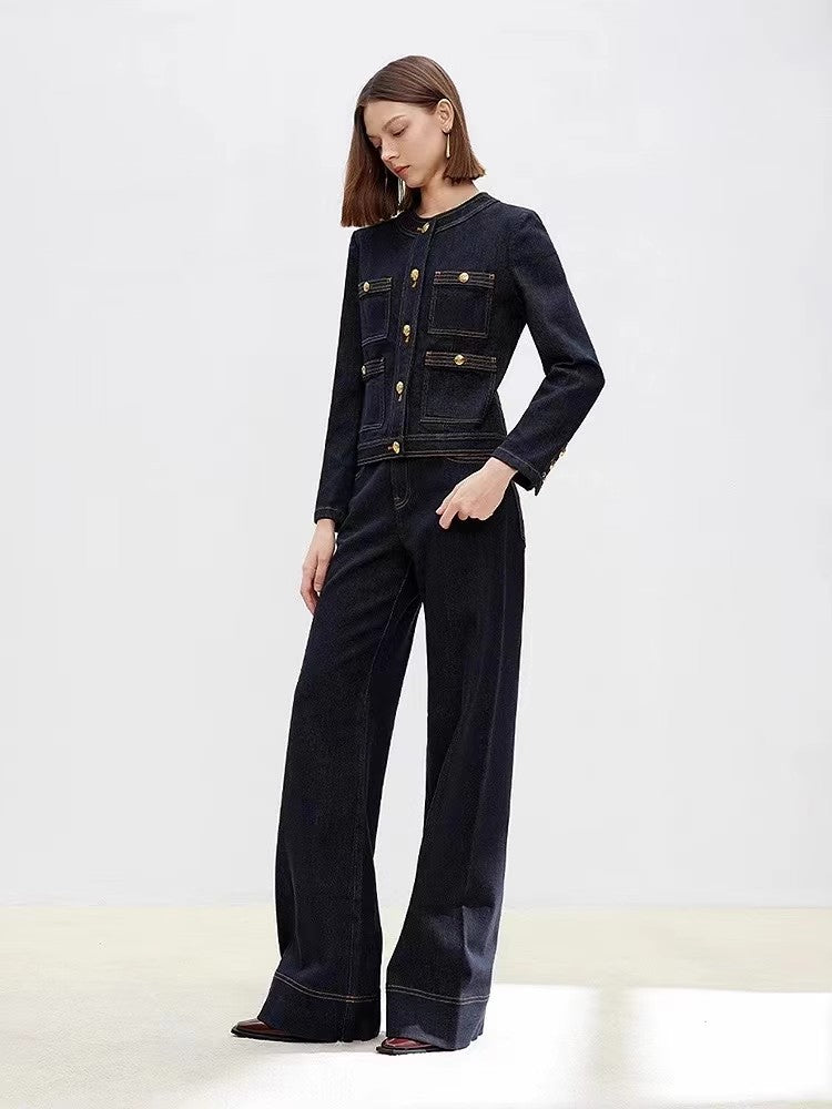 Lacivert Kısa Denim Ceket