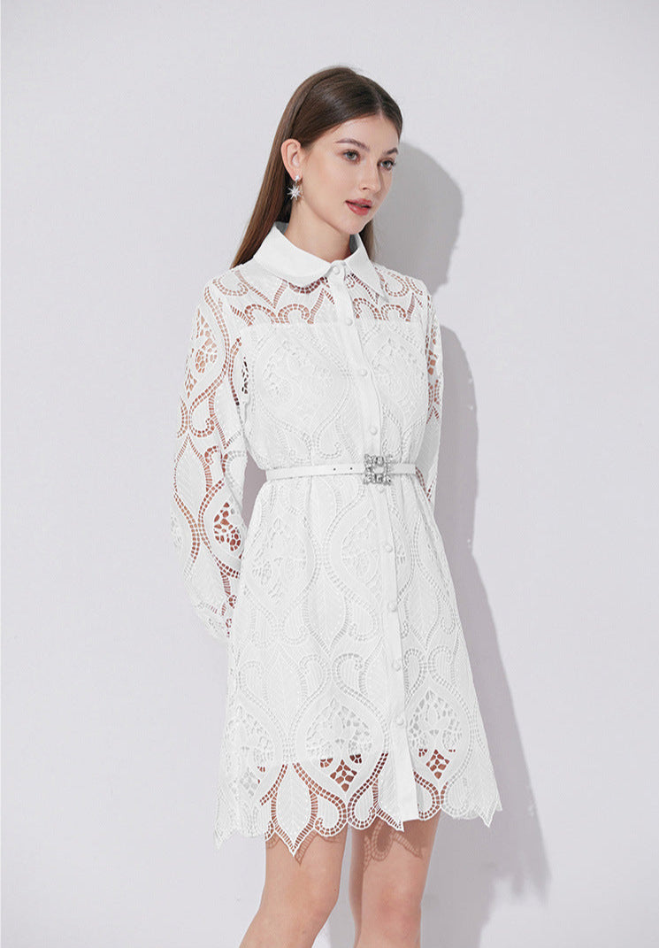 Modern Dantelli Polo Yaka Elbise