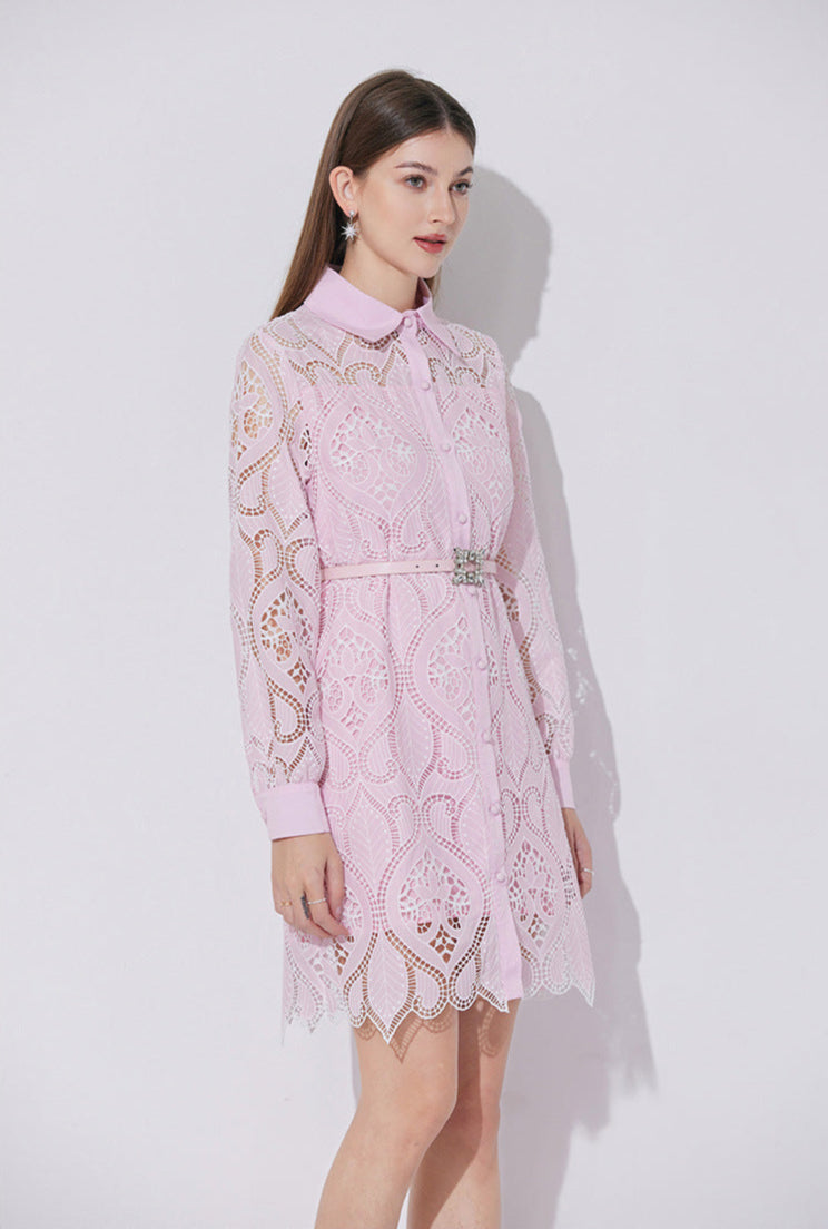Modern Dantelli Polo Yaka Elbise