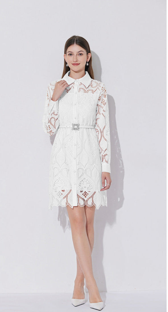 Modern Dantelli Polo Yaka Elbise