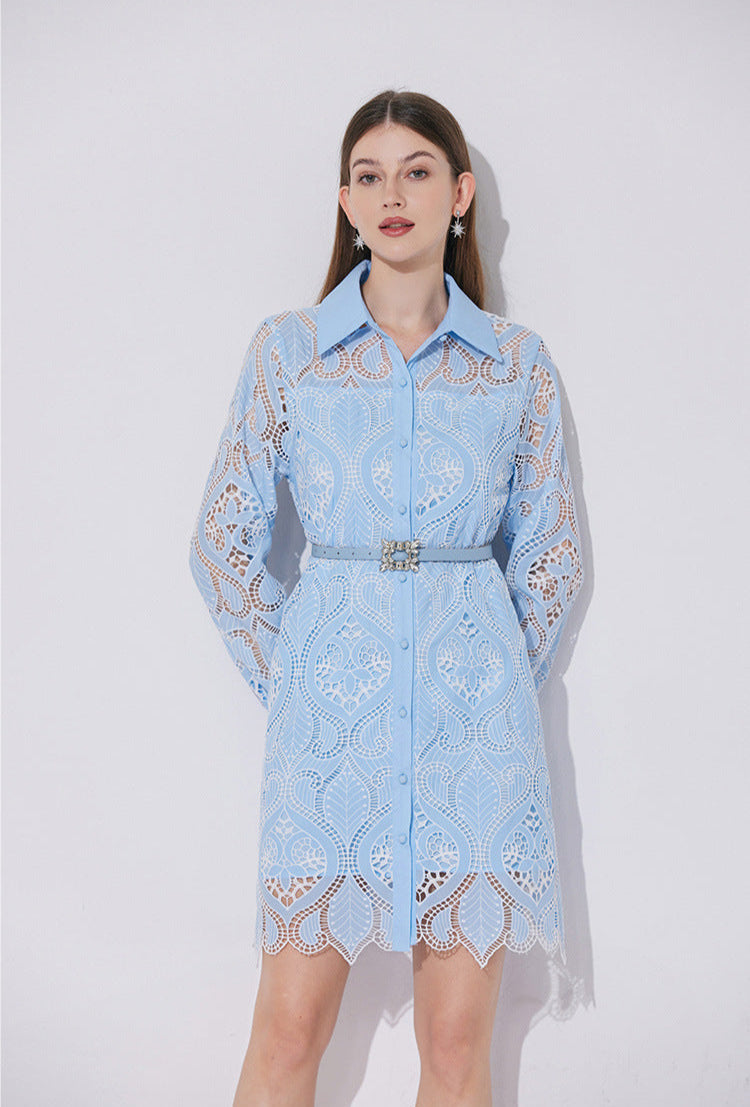 Modern Dantelli Polo Yaka Elbise