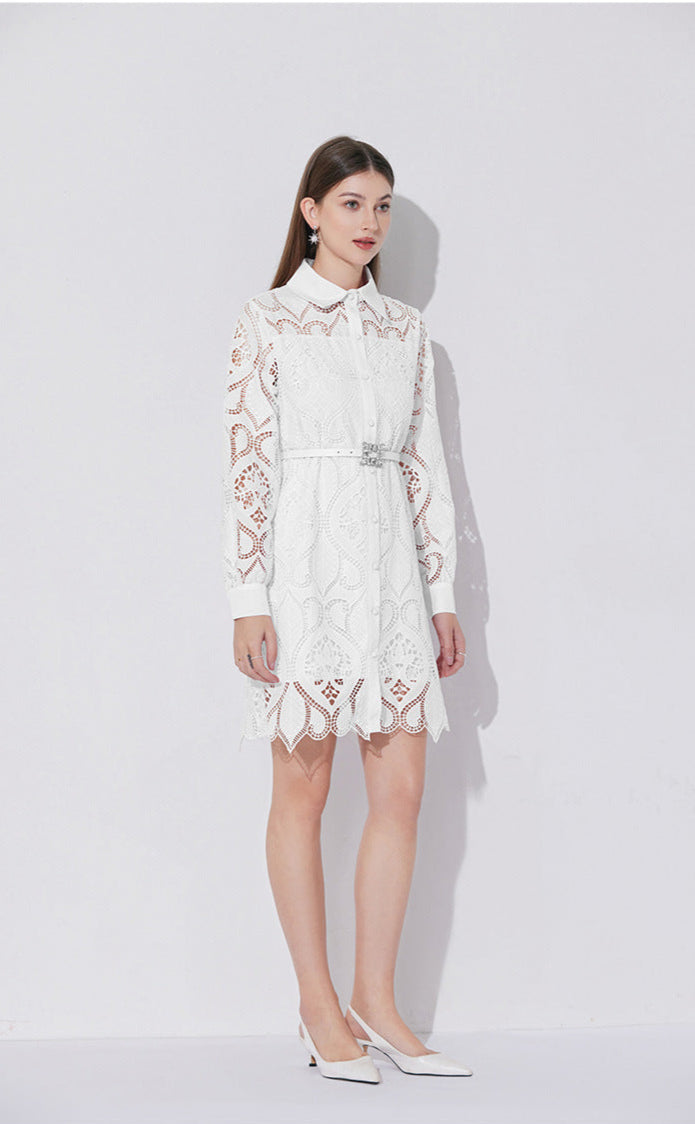 Modern Dantelli Polo Yaka Elbise